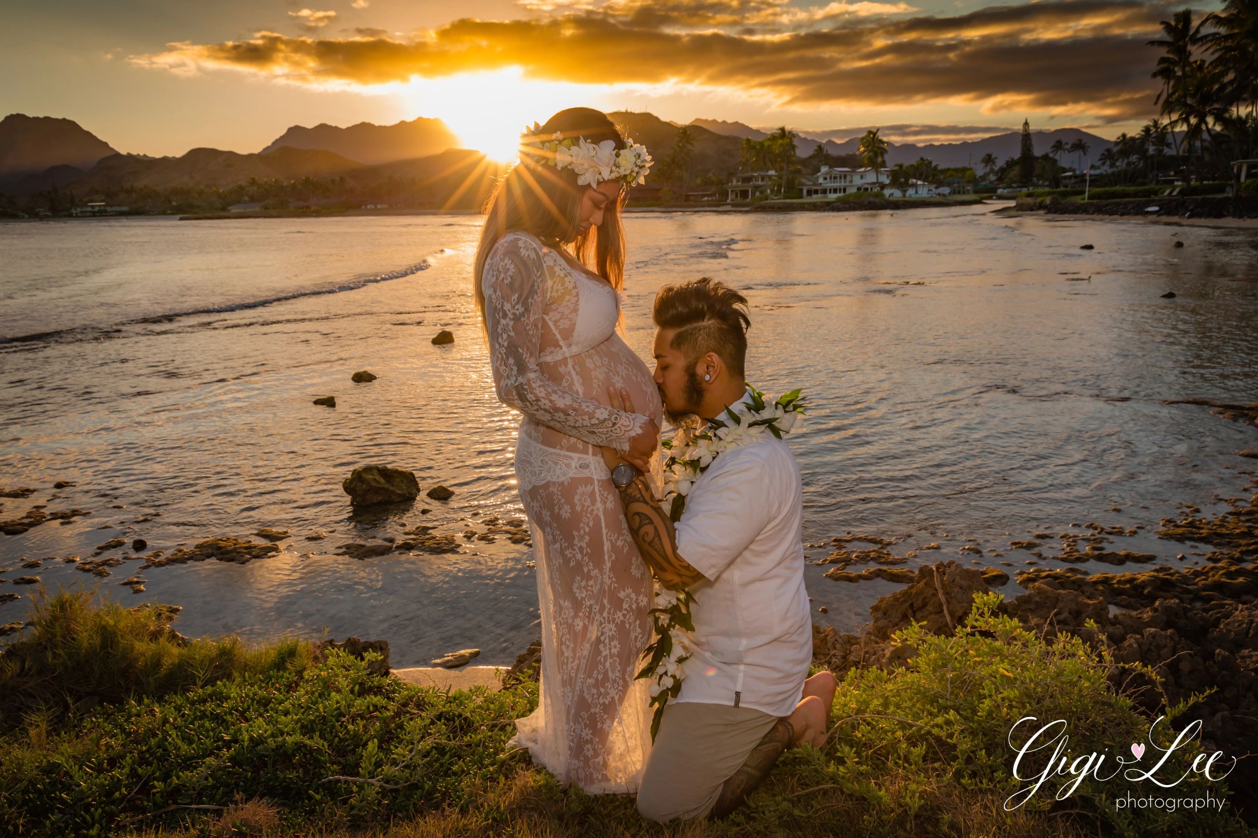 Beach proposal golden hour Hawaii
